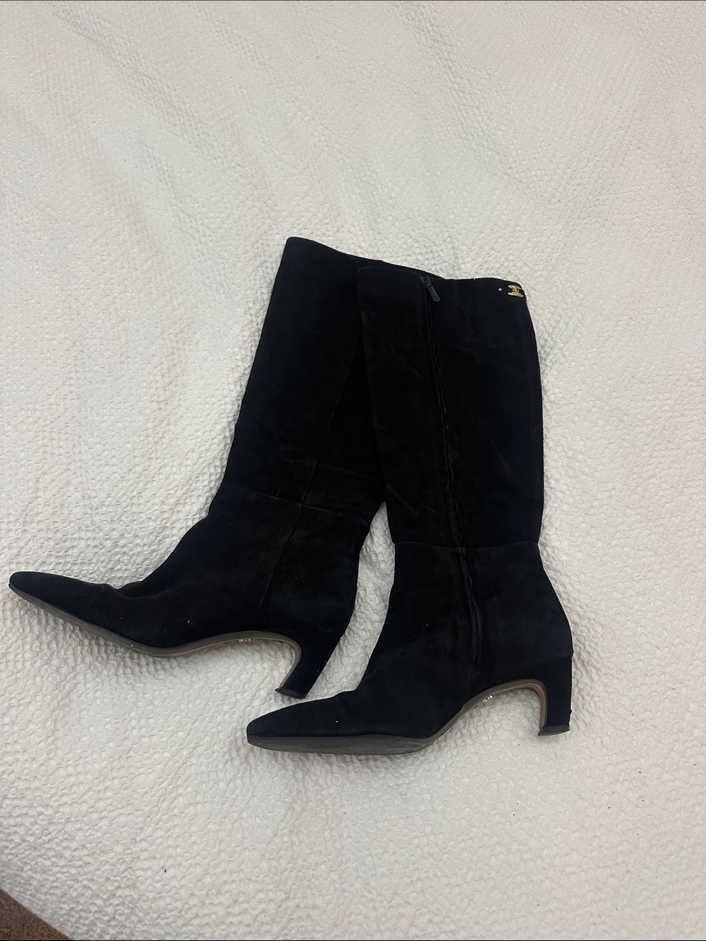 Sam Edelman Black Suede Knee Boots with Low Heel